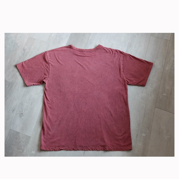Men's Oversized Acid Washed Pocket Tee Shirt Brick Red NWOT - Picture 2 of 4